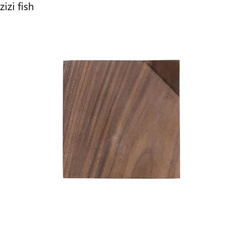 Creative Angled Wooden Sushi Plate Black Walnut Wood Dim Sum Plate Dessert Molecular Gastronomy Specialty Tableware
