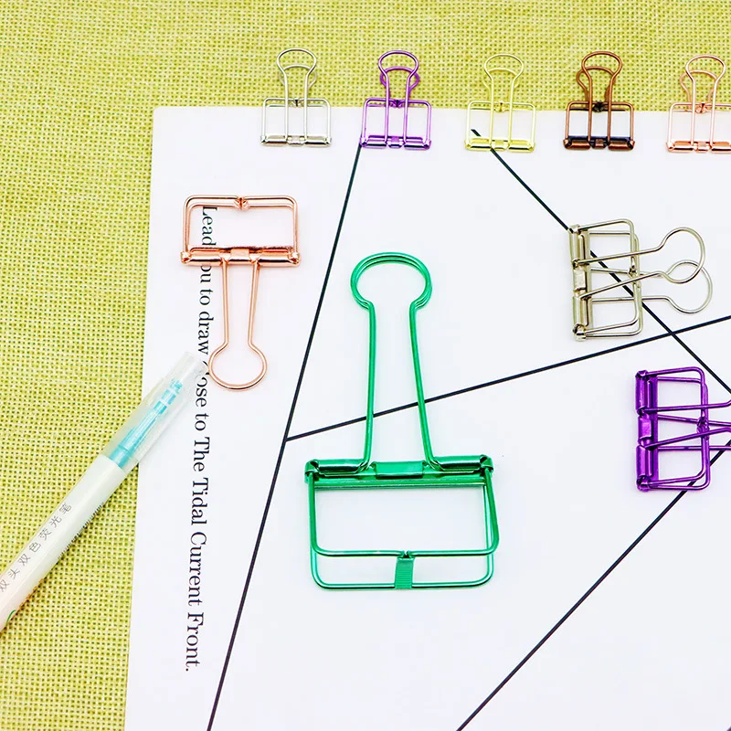1Pcs Paper Clip Sliver Rose Gold Binder Clips Page Holder Office Study Binder Clips Photo Clamp Office School Desk Organizer