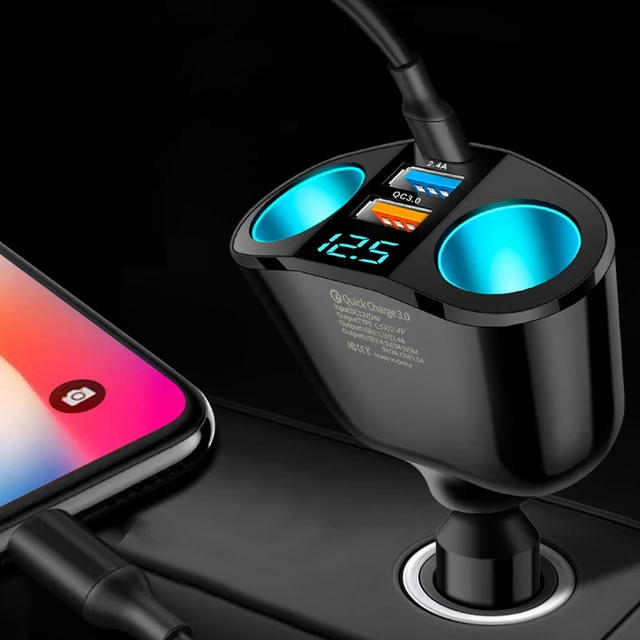 Digital Display Dual-port Car Charger Adapter 4