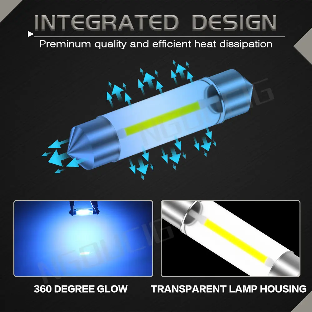 NGOUCIG 1x C10W 31mm Festoon Led 36mm 39mm 41mm SV8.5 Bulb Dome C5W Door Trunk Reading Makeup Signal Lamp Car 12V Interior Light