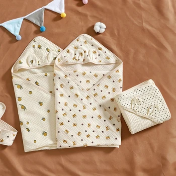 Morbido cotone mussola con cappuccio accappatoio per bambini cartone animato arcobaleno neonato fasce avvolgere Unisex bambini asciugamano da bagno accappatoi con cintura 1