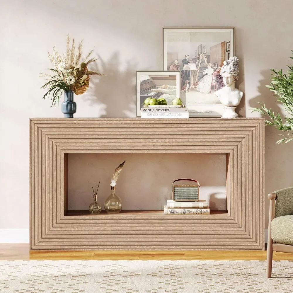 59-Inch Long Console Table for Living Room, Narrow Wood Entryway Table, Sofa Table with Storage, Farmhouse Behind Couch Table 3