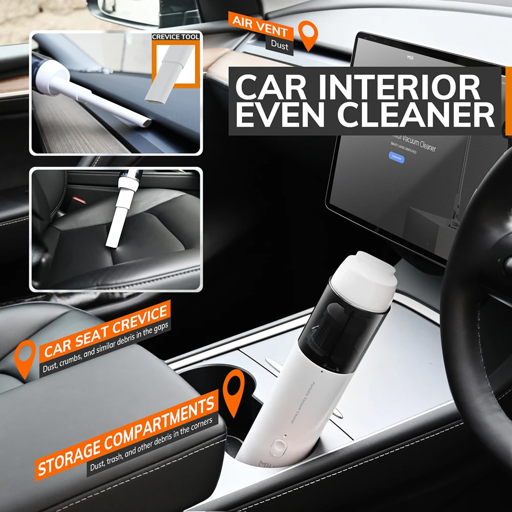 Cordless Handheld Vacuum Cleaner for Laptop & Car,Portable & Multifunctional,USB Rechargeable,Strong Suction,White 2
