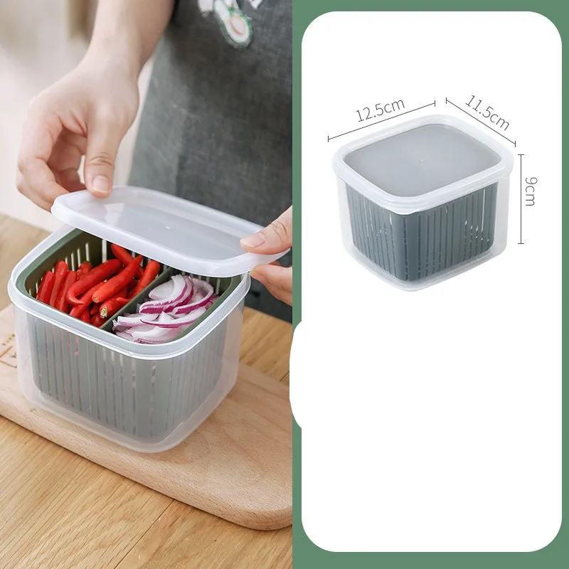 Obelix Kitchen Gadget Storage Box Drain Fresh-Keeping Box Refrigerator  Scallions Fruits Vegetable Storage Containers With Lid