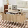 Wooden Fluted Lift Top Coffee Table with Hidden Compartment, Modern Rectangle Center Tables with Adjustable Storage Shelf, Lift 1