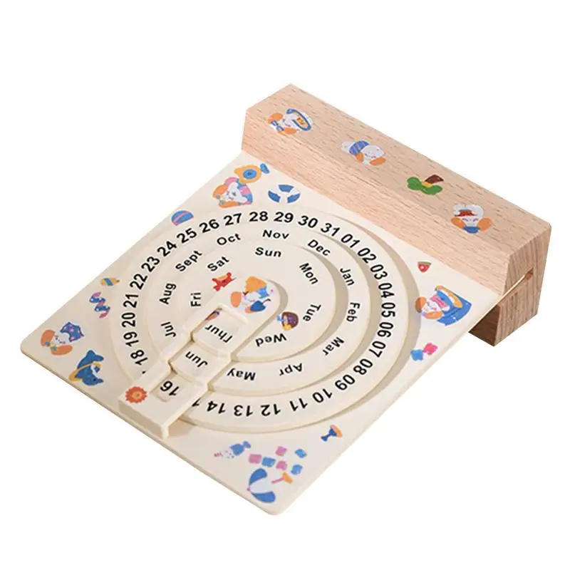 

Table Desk Perpetual Calendar Puzzle Toys Rustic Manual Puzzle-model Building Kits Circular Offices Homes Decor