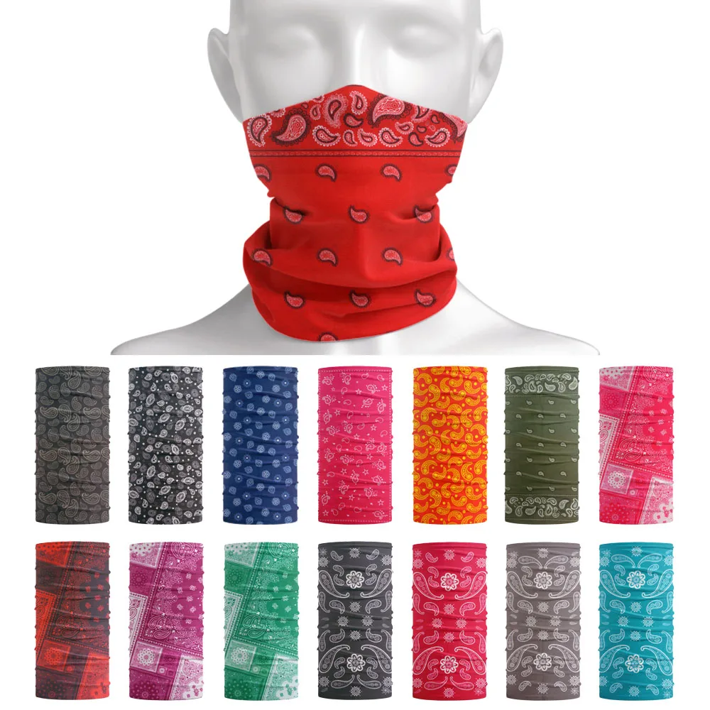 Women Paisley Printed Bandanas Breathable Sun Protective Face Mask Tube Scarf Neck Gaiter for Outdoor Sports Hiking Cycling Ski