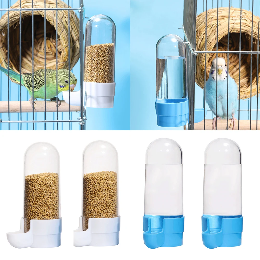 2 Mangiatoie/abbeveratoi Automatici Per Uccelli - Capacità 120 Ml, In PVC, Per Pappagallini, Parrocchetti E Calopsitte (bianco)