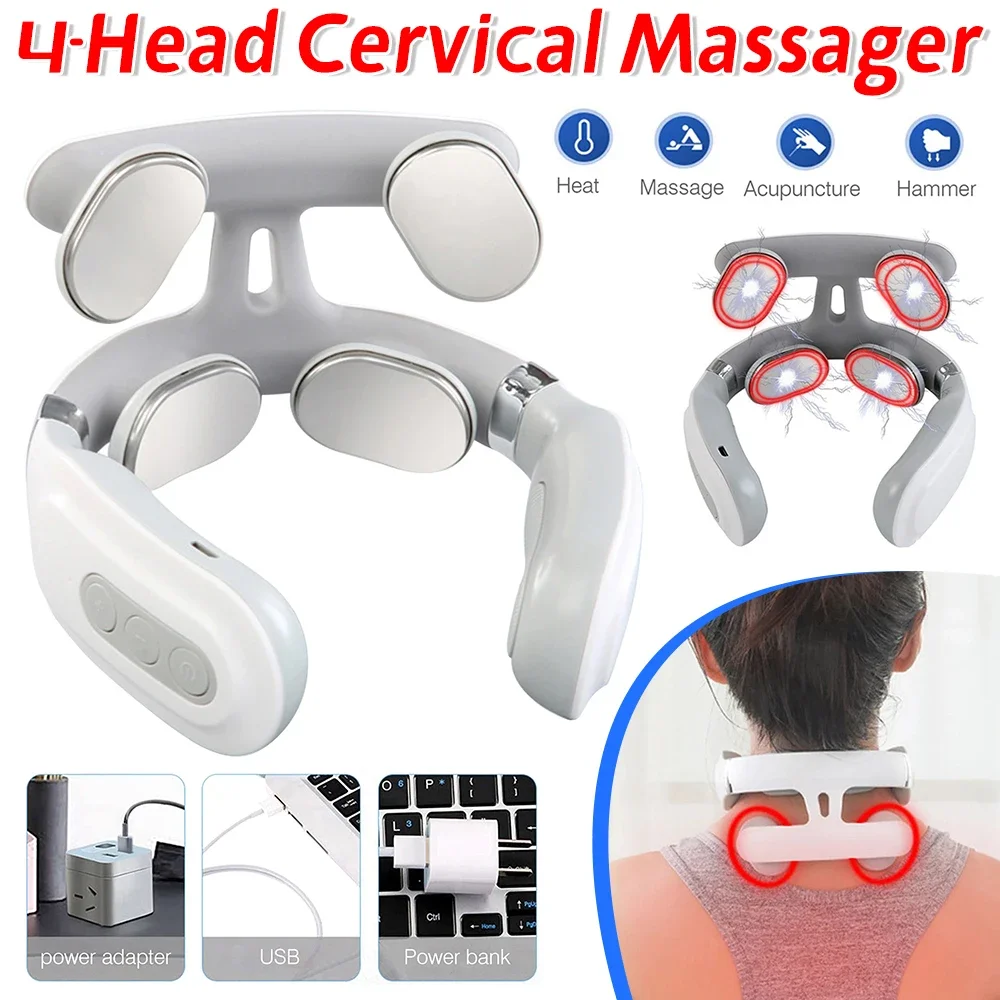 Neck Cervical Massager with Heat Relaxation Usb Rechargeable Electric Neck Massager Smart Neck & Shoulder Massager Relaxtion