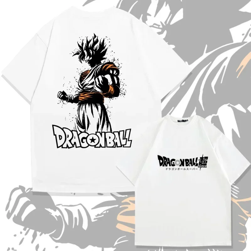 Anime Dragon Ball Goku Cartoon Summer 100% Cotton Children's T-shirt Outdoor Casual Parent-child Tops Trendy Children's T-shirt 2