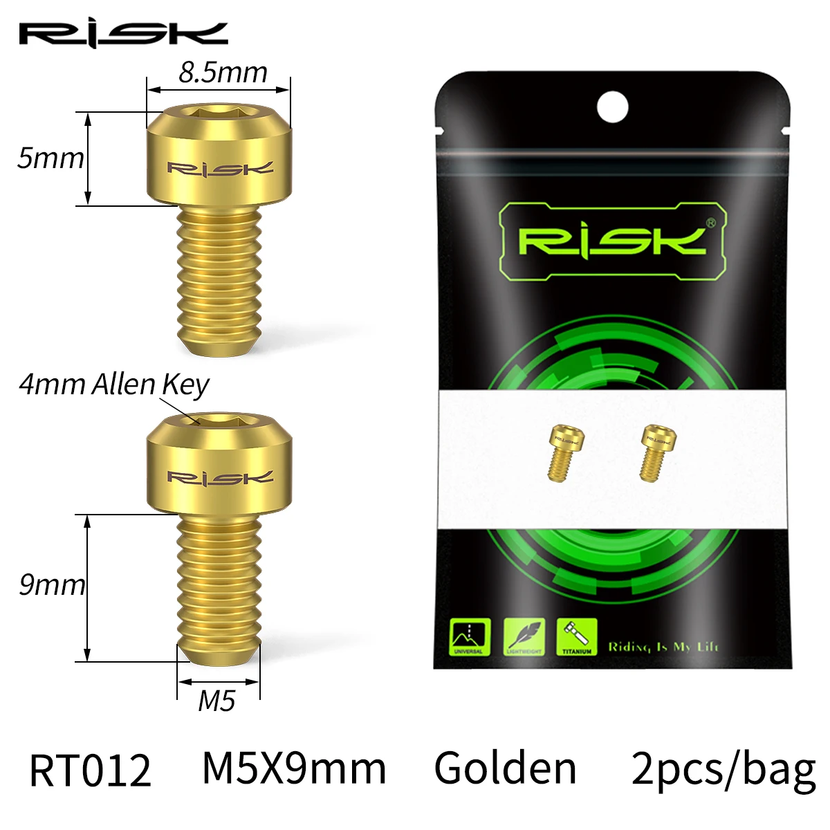 خطر 2 قطعة M5 x 9 مللي متر سبائك التيتانيوم البراغ...