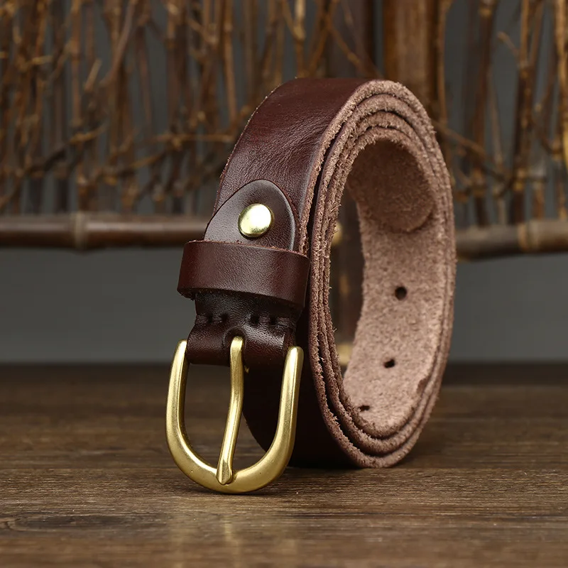

2.6CM Ladies Pure Cowhide High Quality Genuine Leather Belts for Women Brand Strap Brass Buckle Jeans Cowboy Female Waistband
