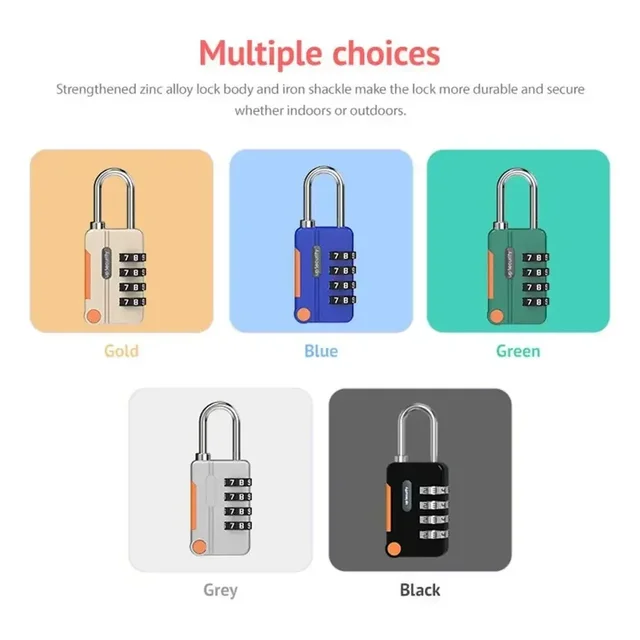 Four Digit Code Combination Padlock for Travel Luggage Case Keyless Shackle Lock Backpack Security 6