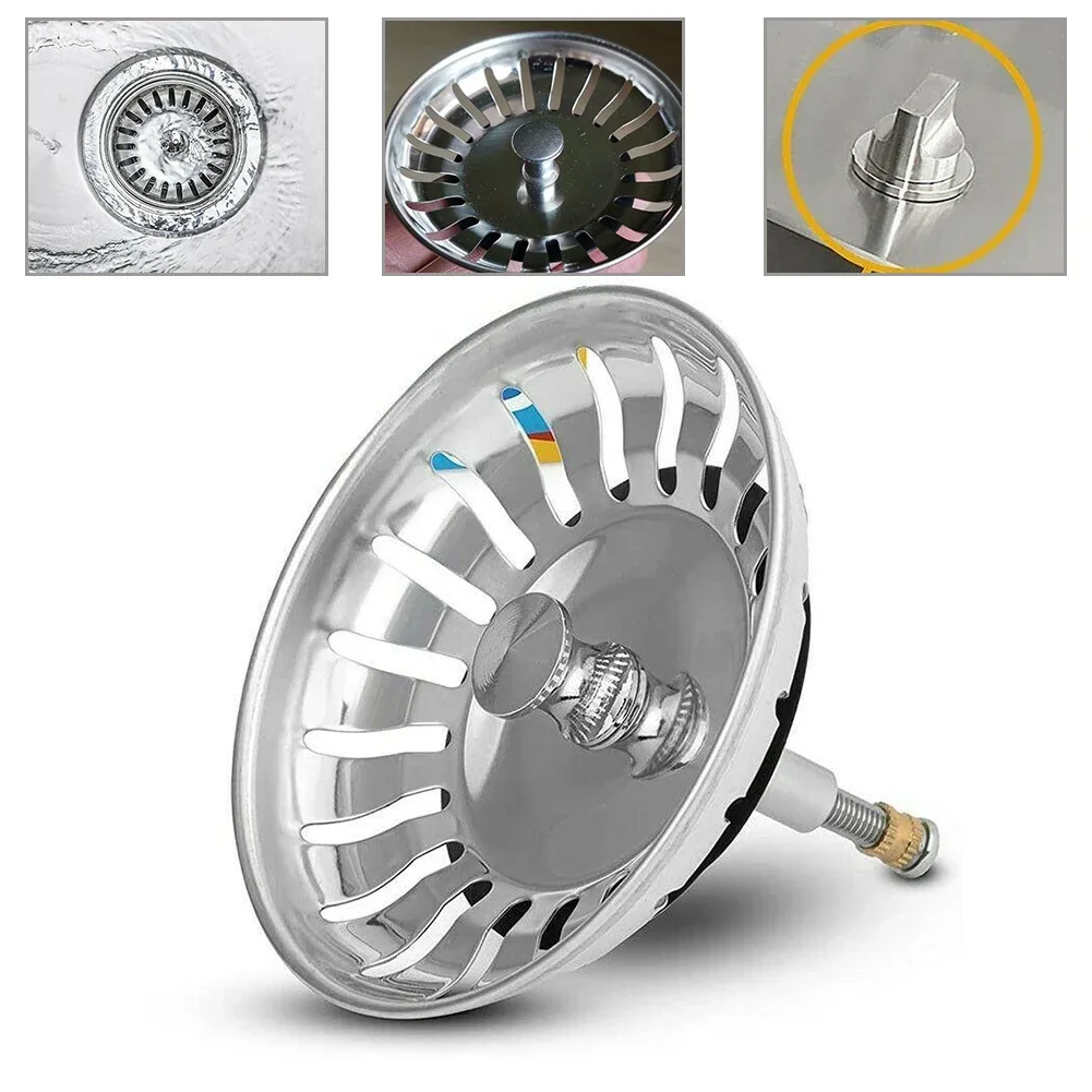 Polished Stainless Steel Sink Cover Strainer Plug Drain Stop Filter For Kitchen Sink Bathroom Basin