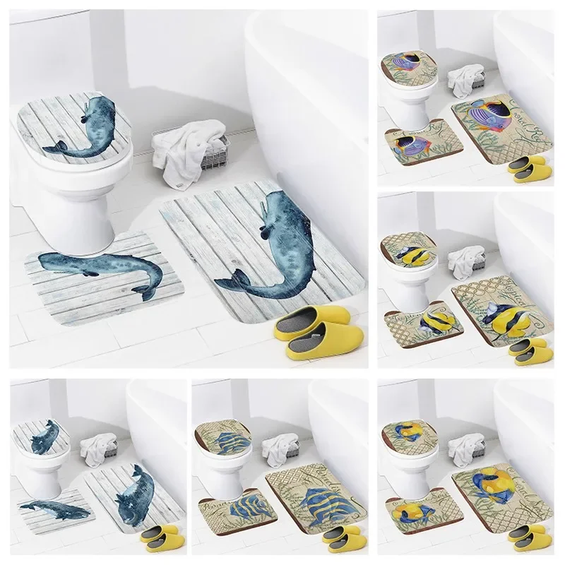 

Non slip shower mat bathroom carpet shower Retro Style decoration water absorbing bathtub carpet toilet cover decoration cover