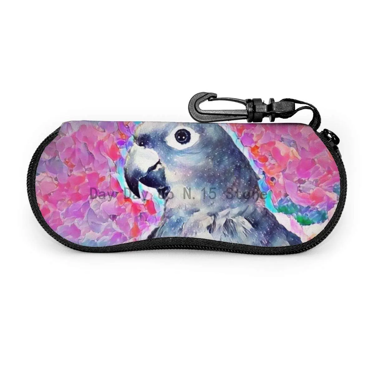 Glasses Case With Carabiner Macaw Floral Mermaid Galaxy Portable Neoprene Zipper Sunglasses Soft Case