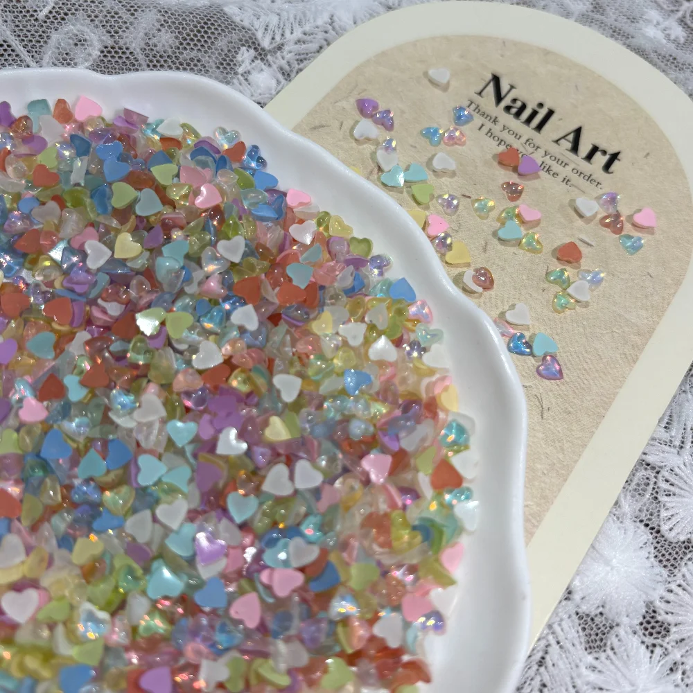 50-Piece Set of Colorful Mini Heart and Butterfly Flat Back Resin Nail Charms
