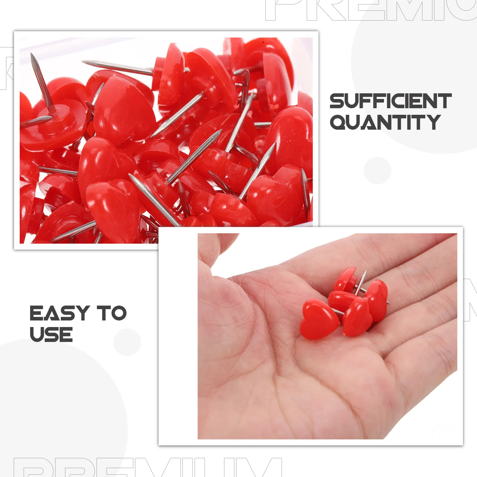 50Pcs 하트 모양의 푸시핀 코르크 게시판용 귀여운 압정 게시판 사무실 홈 스쿨 장식 메시지 지도 위치 표시