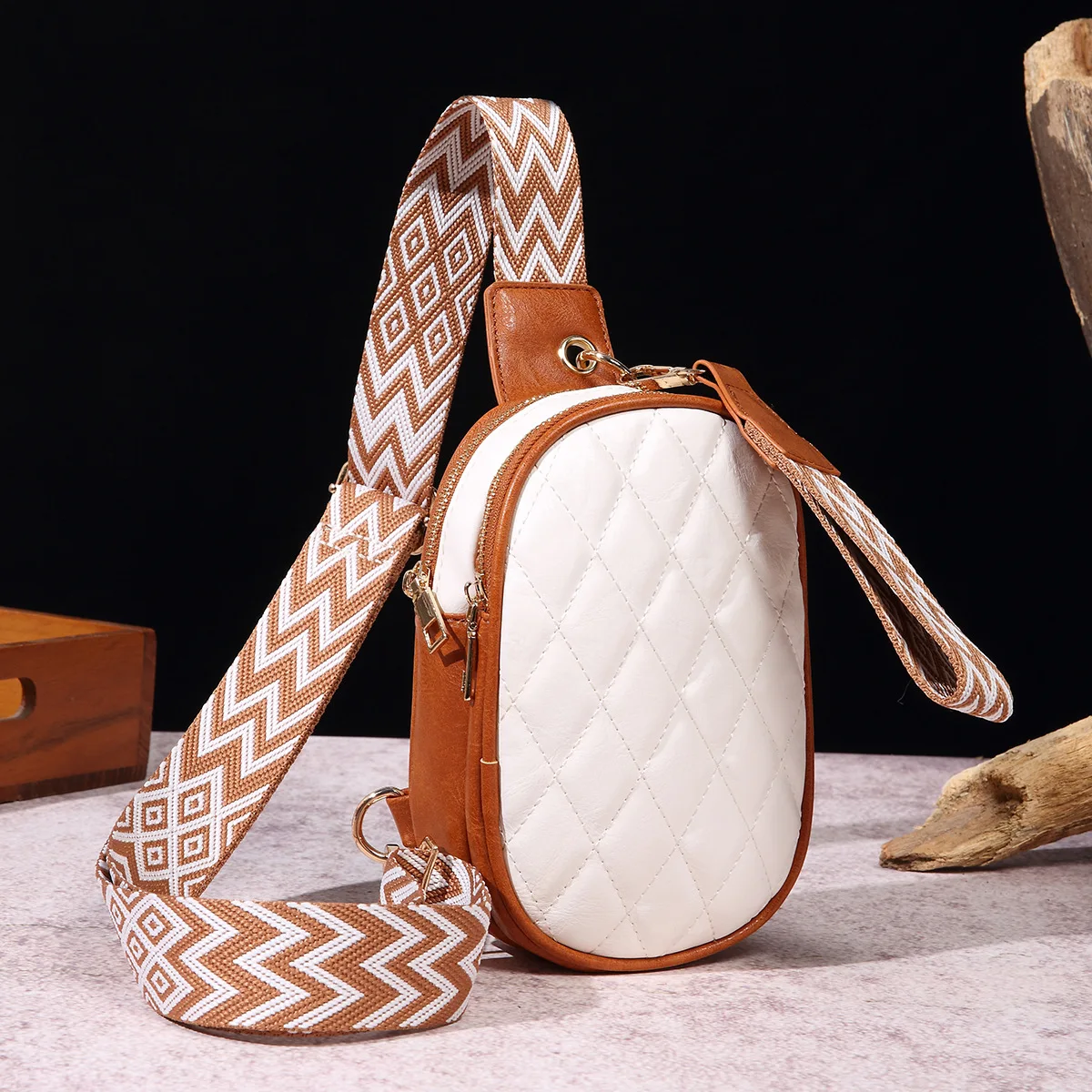 

Vegan PU Leather Crossbody Sling Bags Women Fashion Embroidery Guitar Strap Fanny Packs Female Fashion Vintage Boho Chest Bag