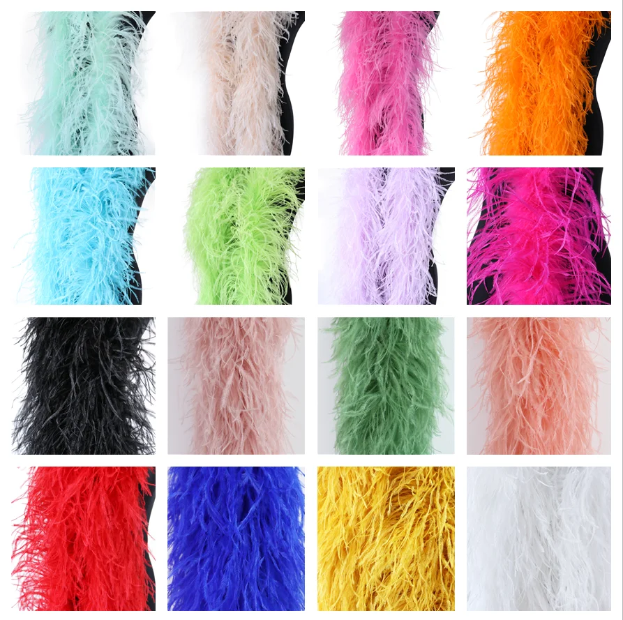 맞춤형 녹색 타조 깃털, 보아 1, 3, 6, 10, 15PLY, 푹신한 깃털 트리밍, 의류 바느질, 웨딩 원피스 장식, 플러마 숄