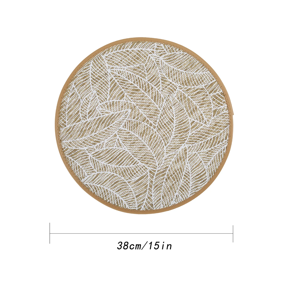2/4/6/8pcs Bohemian Jute Printed Placemats with Faux Leather Edges, Heat Insulation Mats, Decorative Mats - 6