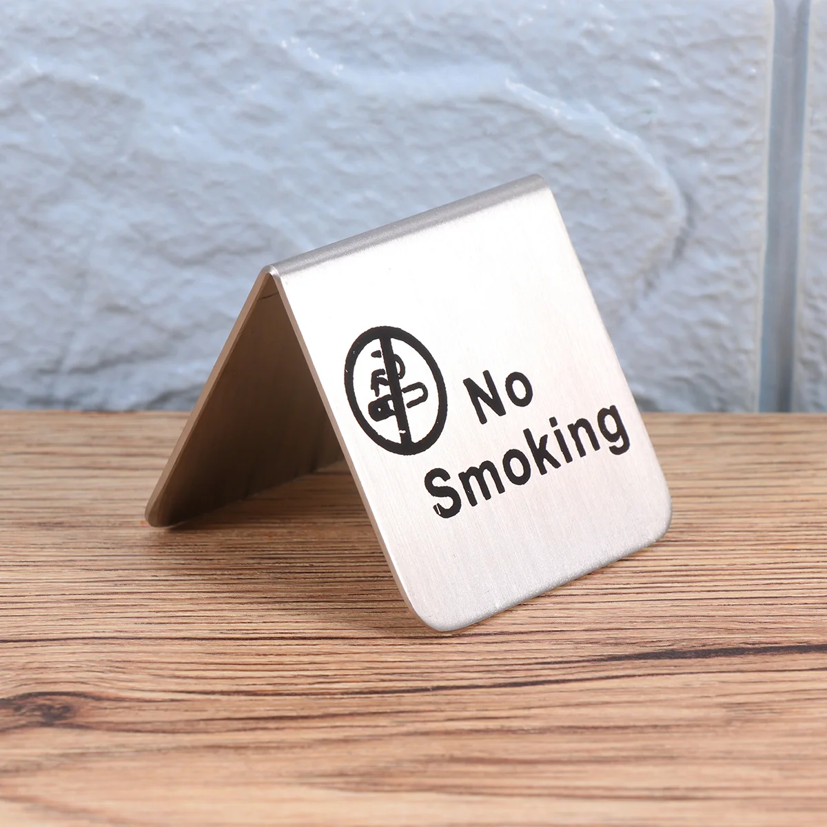 Tent Emblems Table No Smoking Sign Stainless Steel Double Side Desktop The Sided