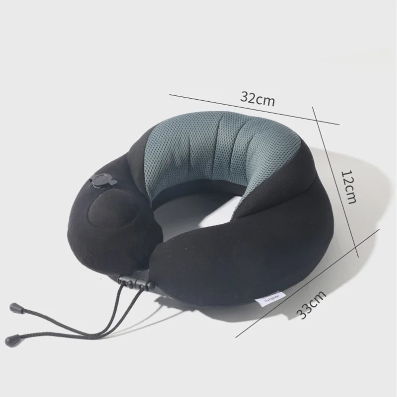 Detachable Black Storage Micro Fiber Inflatable Neck Pillow For Airplane Rest 3
