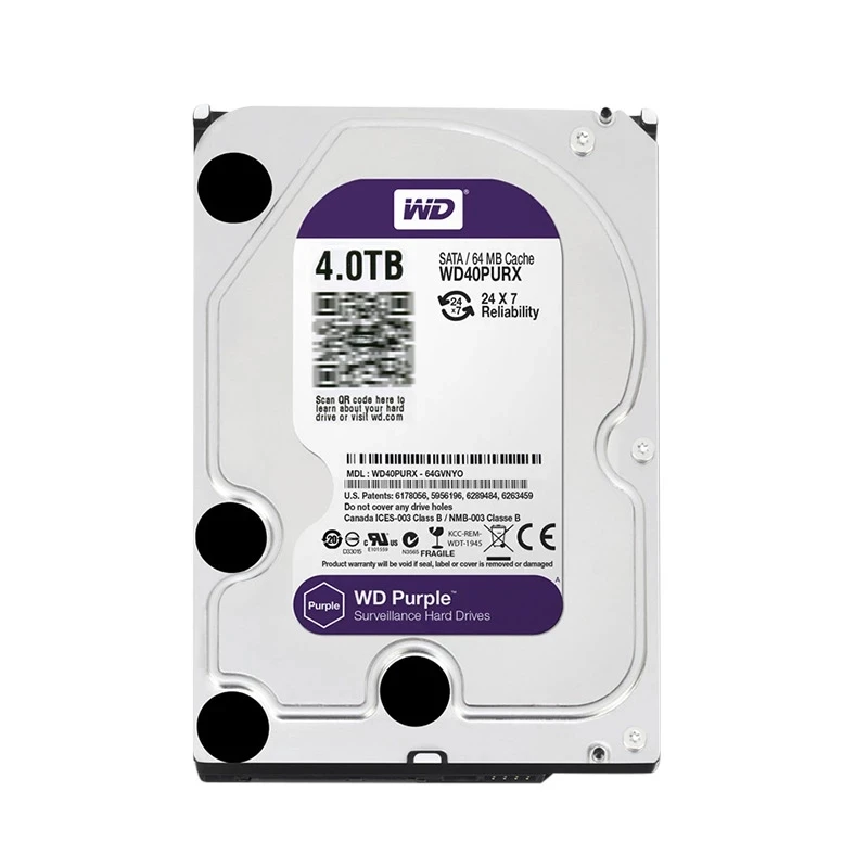 Internal Hard Drive WD Purple 4TB Surveillance Internal Hard Drive Disk 3.5" 64M Cache SATA III 6Gb/s for CCTV DVR NVR