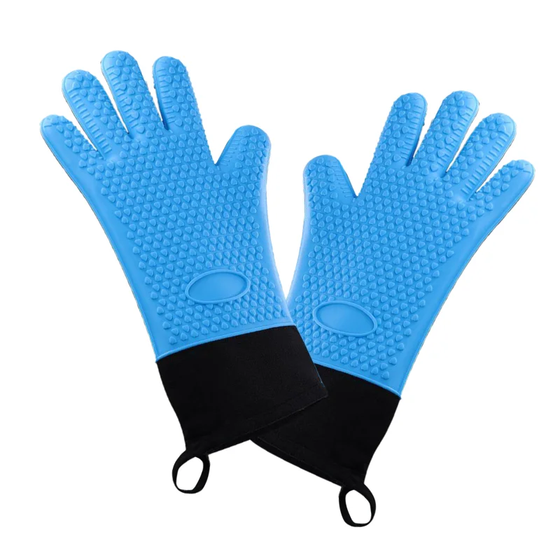 Double Layer BBQ Oven Gloves Silicone for Cooking Grilling Waterproof Mitts kitchen utensils oven mitts 1Pc