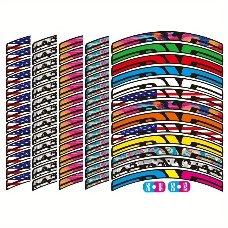 Durable Vinyl Sticker Pack for Bike and Wheel Decoration - 15pcs/Sheet, 2D Flat Design