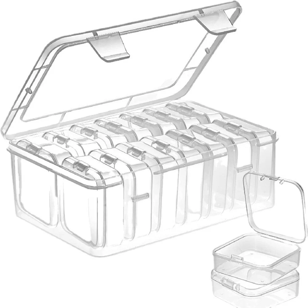 

Прозрачные пластиковые контейнеры для хранения бусин, органайзеры с крышками для мелких предметов, квадратная коробка для ювелирных изделий, квадратная коробка, органайзер, упаковка