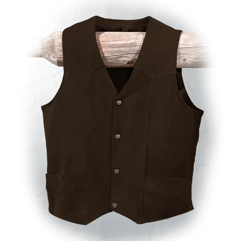 Men's Suit Vest Khaki Suede Western Denim Sleeveless Jacket Vintage Steampunk Waistcoat Male Clothes Vests for Men chalecos
