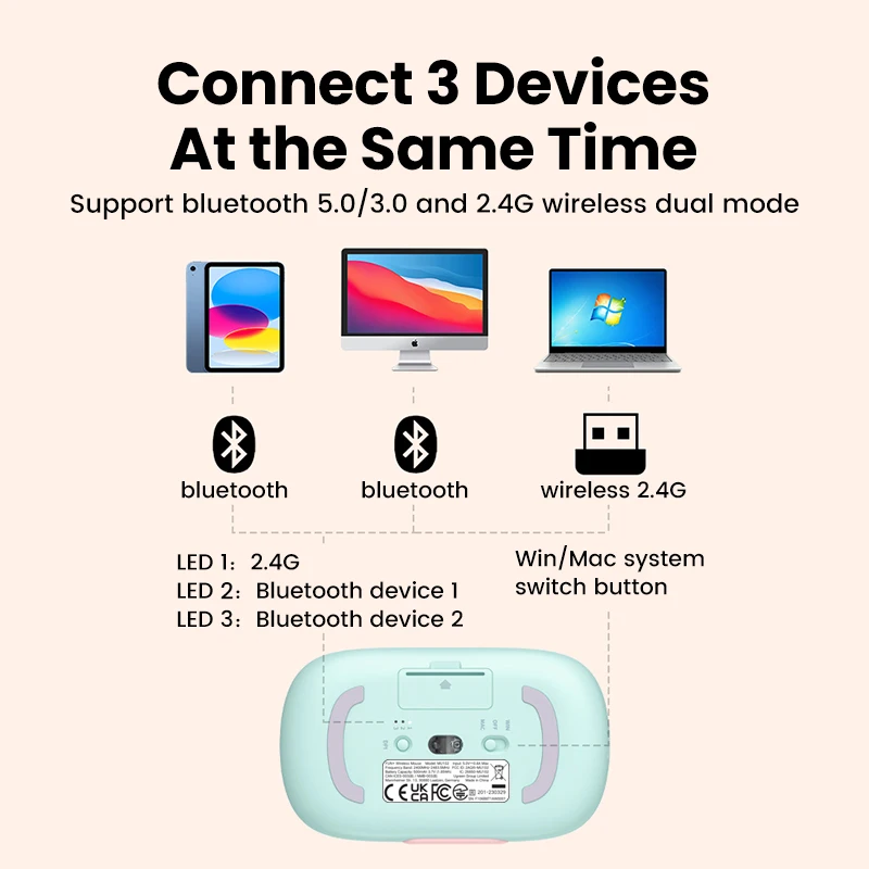 Ugreen-mouse Recarregável sem Fio Bluetooth 5.0 2.4g 4000 Dpi Carregamento para Macbook Ipad Tablet Laptop - Imagem 3