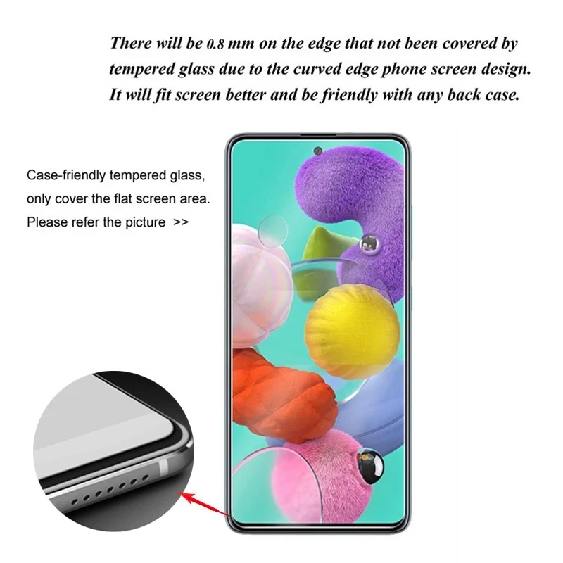 4Pcs Tempered Glass for Samsung Galaxy A51 A52 A71 A72 A12 A21S S22 A32 Screen Protectors for Samsung S21 Plus S10e M21 M31 M51