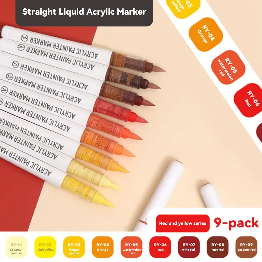 Languo 9 kolorów płynny prosty marker akrylowy z miękką