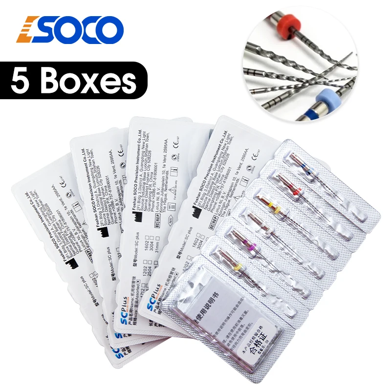 COXO SOCO PLUS Heat-Activated NiTi Root Canal Files 5 Boxes Flexible Endodontic Instruments for Effective Root Canal Preparation