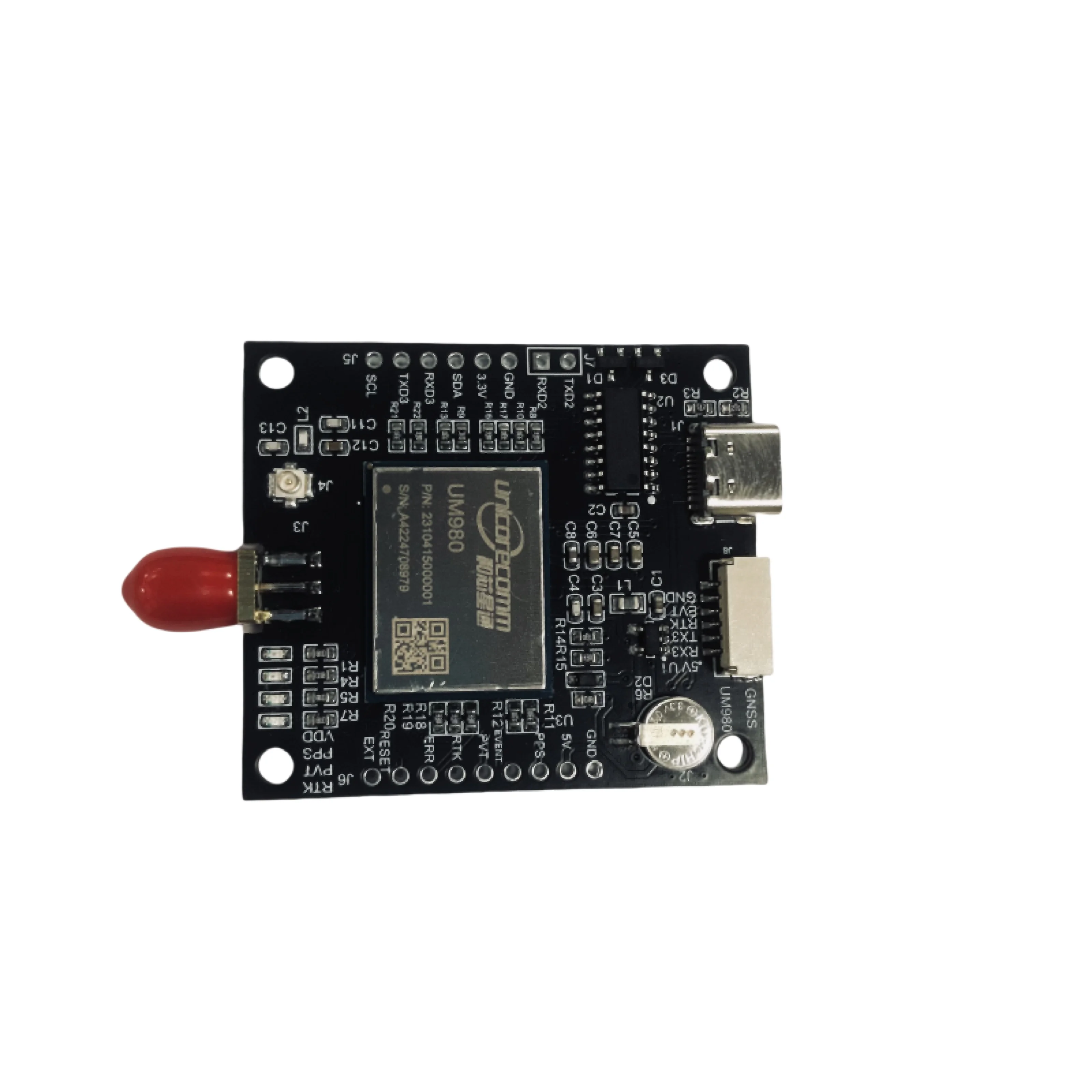 Module UM980 RTK avec câbles, utilisé pour navigation autonome et géolocalisation centimétrique.