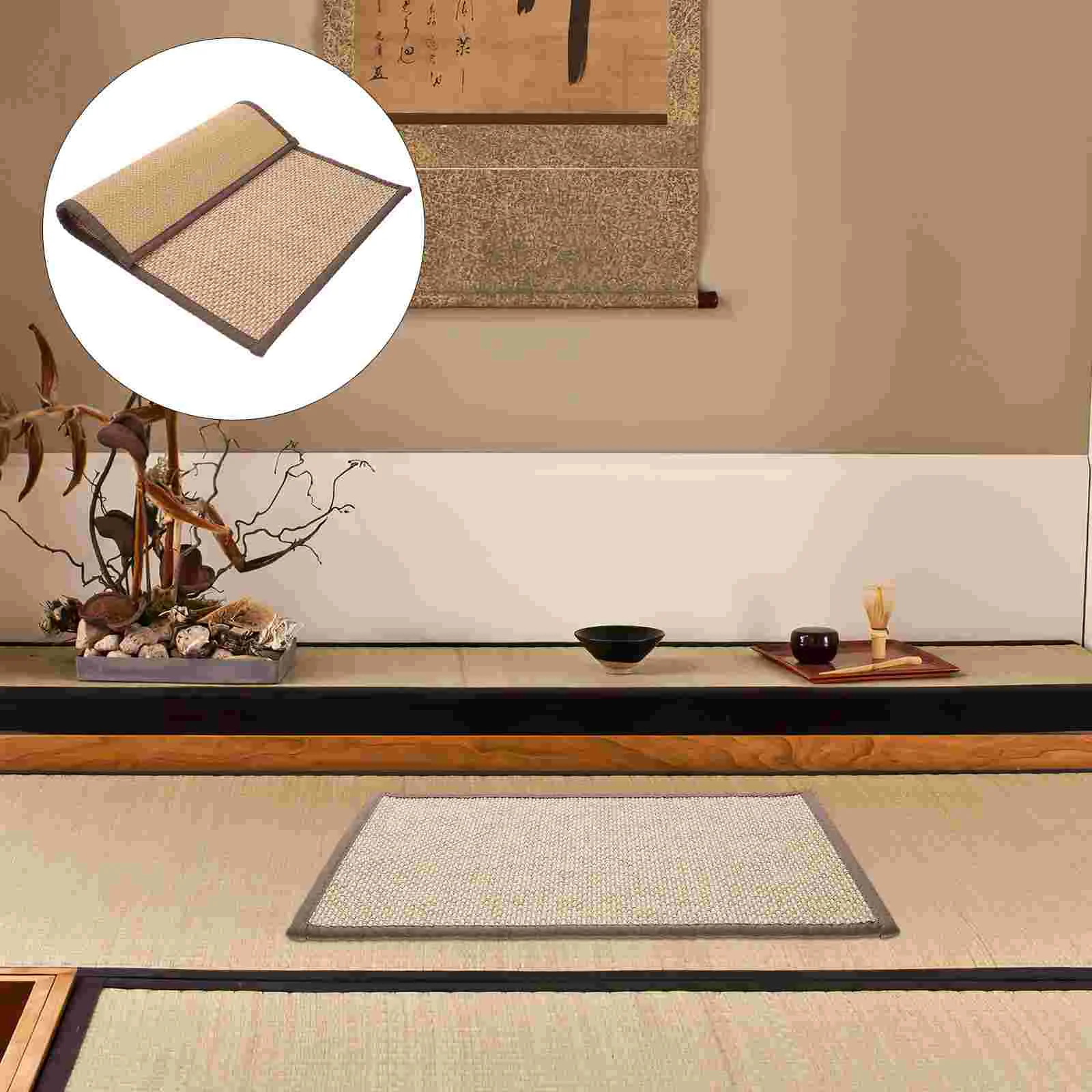 

Woven Straw Seat Cushion Japanese Style Rattan Futon Sitting Pad Tatami Floor Pillow Zen Garden Yoga Practice Or