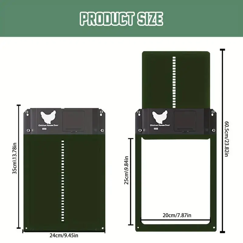 Automatic Chicken Coop Door Opener Upgrade ABS House Gate Sense Control Waterproof Pet Flap Accessories Battery Powered 2