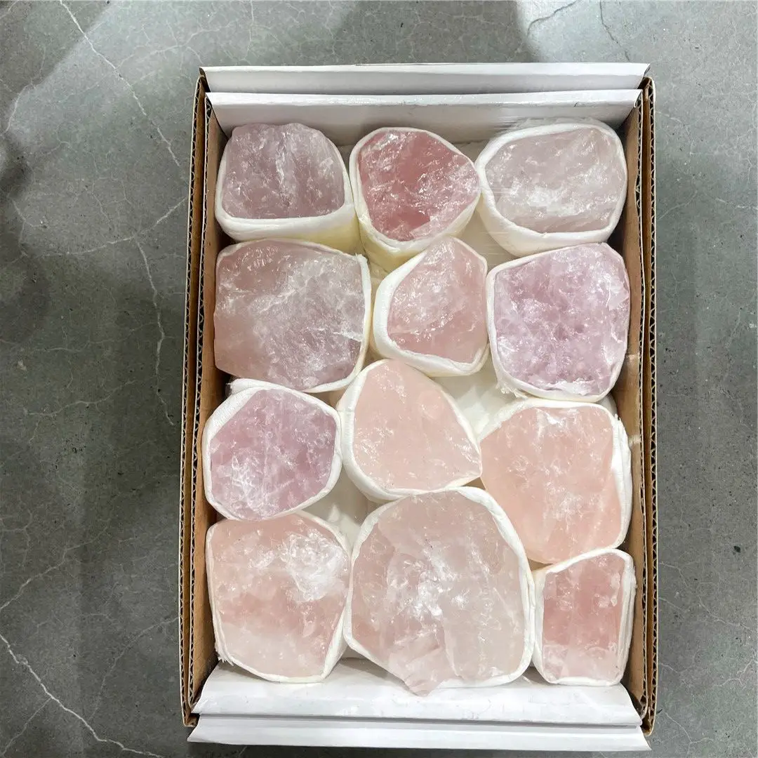 

Natural Rose Quartz Pink Crystal Raw Rough Stones Boxes Mineral Collection Specimens Set Reiki Healing Gemstones Women Gifts