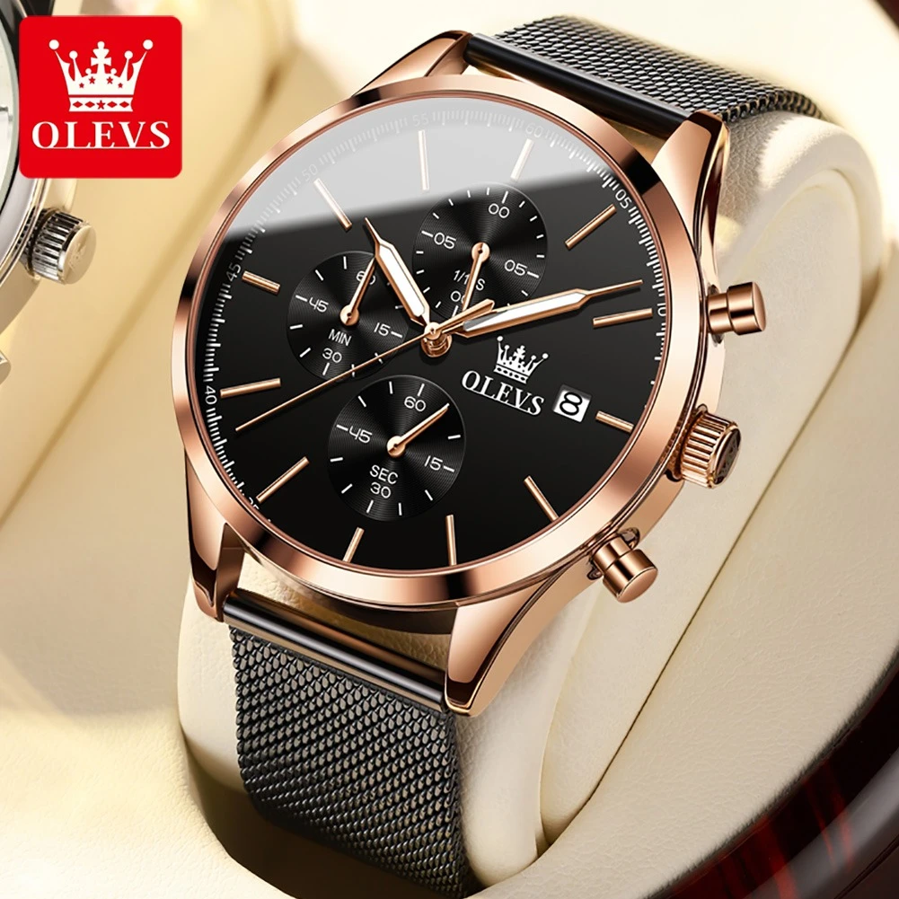 

OLEVS 2881 Quartz Fashion Watch Gift Round-dial Stainless Steel Watchband Calendar Luminous