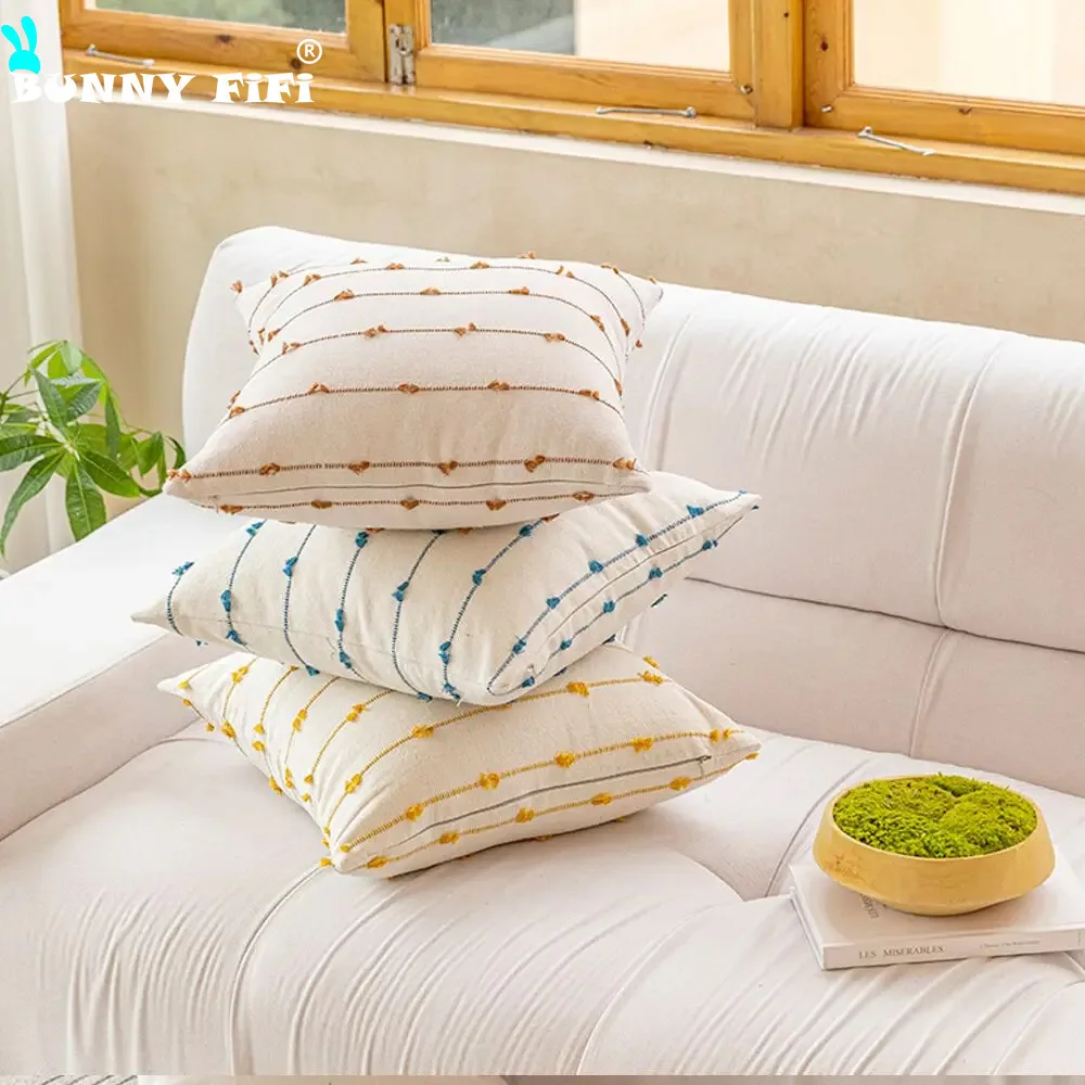 Farmhouse Boho Cotton Linen Throw Pillow Cover