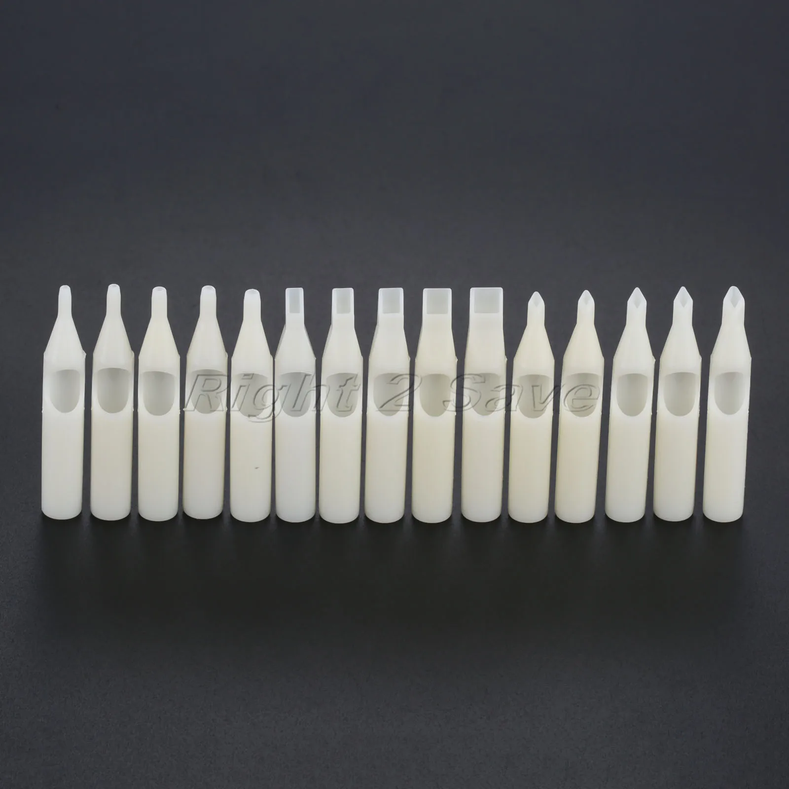 50pcs Tattoo Needle Tip Disposable Cap Nozzles Tube Round Flat Mouth Plastic 3R 5R 7R 9R 11R 5F 7F 9F 11F 13F Tattoo Supplies