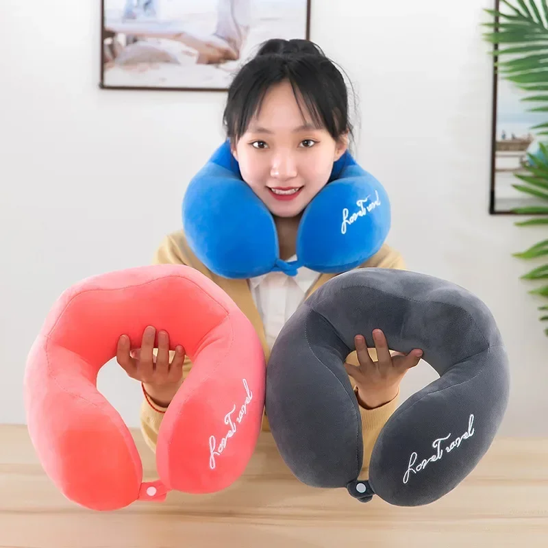 1PC Travel Neck Pillow Travel Neck Cushion Durable U-Shaped Travel Portable Neck Pillow Airplan Soft Pillow PP Cotton 6