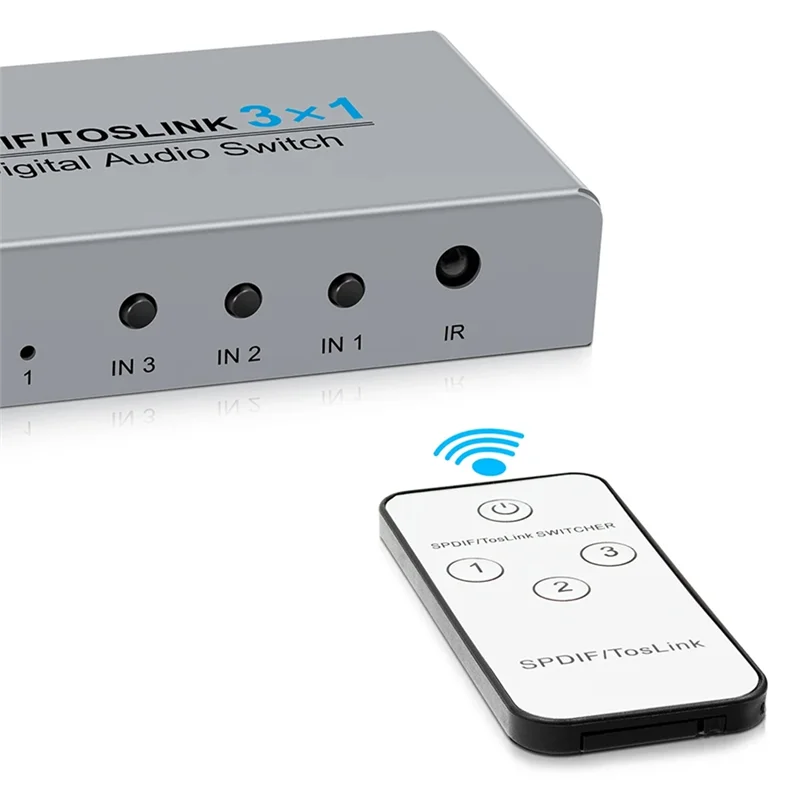 3 포트 Toslink 스위칭 디지털 광 오디오 스위처 3X1 IR 원격 제어 알루미늄 SPDIF 스위처 쉬운 설치 미국 플러그