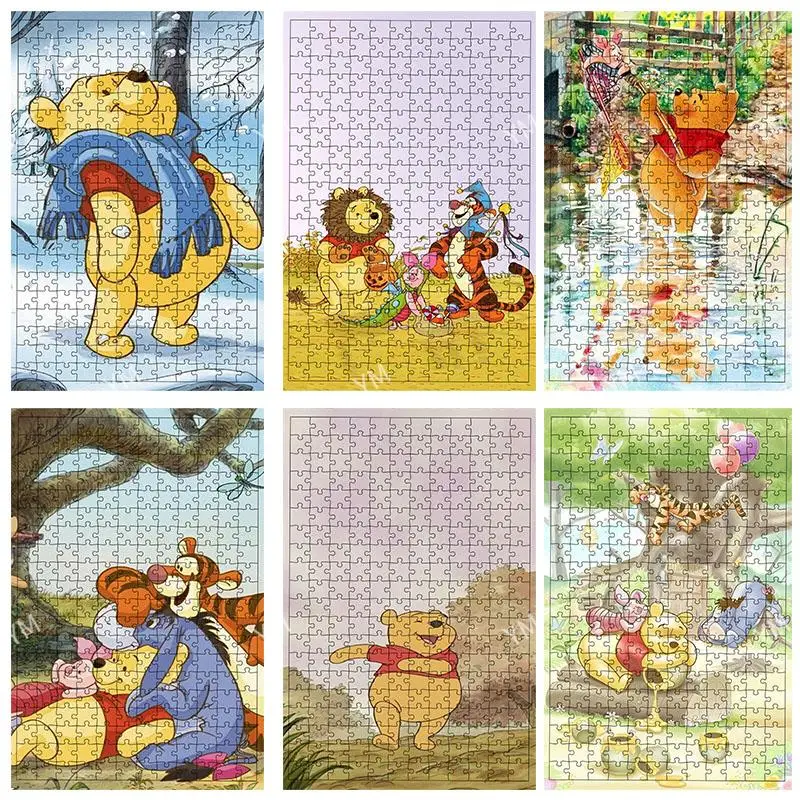 Winnie The Pooh Cartoon Paper Puzzles 300 Pieces Learning Materials Children Educational Toys for Kids Safe HD Print Puzzles journamm 50pcs pack diy collage memo pad for junk journal frame materials creative school stationery multi function notes paper