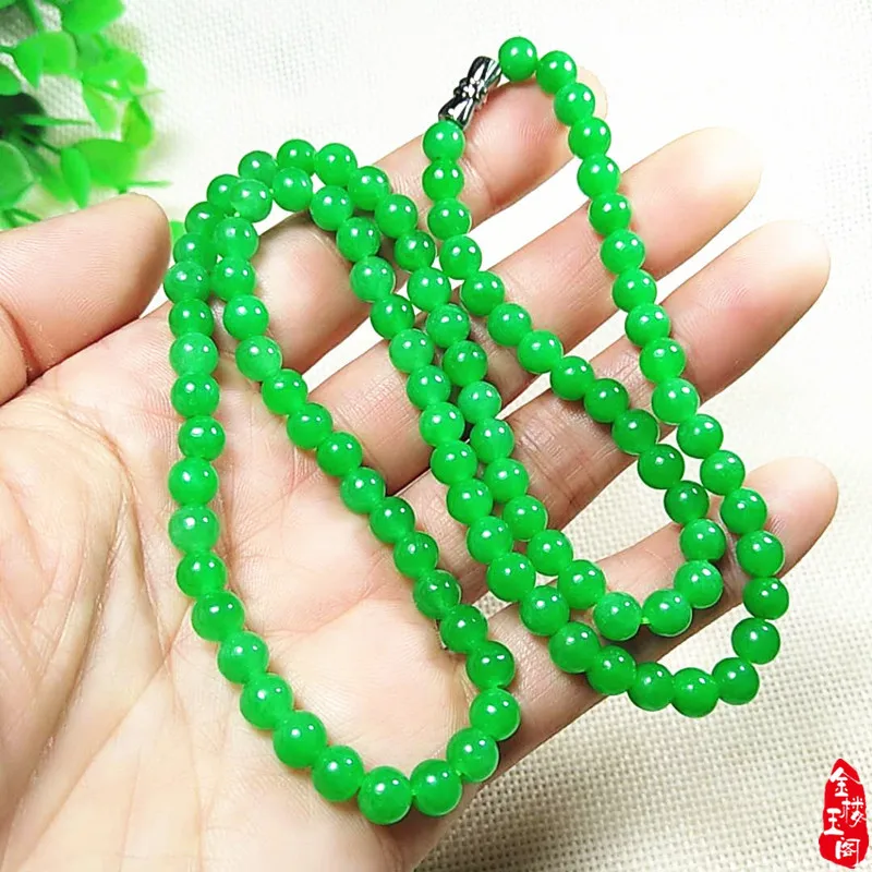

High Ice Grade A Myanmar Jadeite Beaded Necklace Women Fine Jewelry Accessories Genuine Emperor Green Burma Jade Stone Necklaces