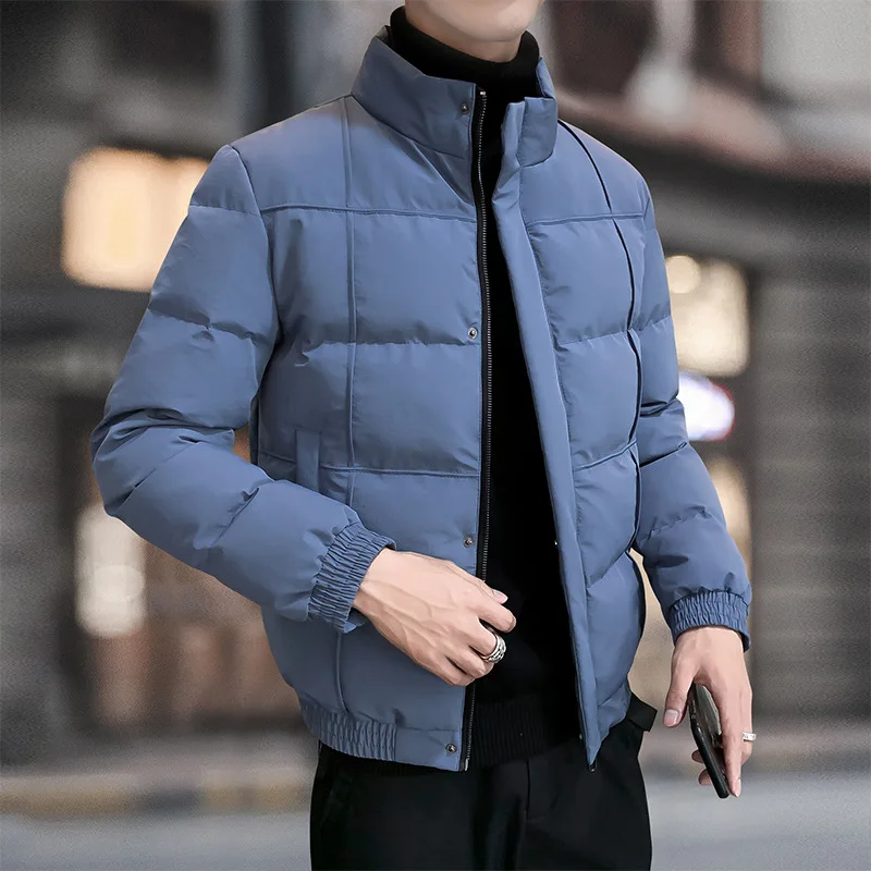 

Autumn Jacket Men Cotton Padded Korean Fashion Streetwear Casual Clothing 2023 Stand Collar Coats Q771