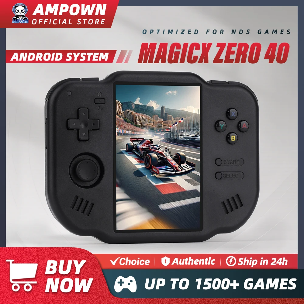 AMPOWN ZERO 40 Console de videogame 4 ''IPS Tela multi-toque Sistema Android A133P Suporte Wifi Bluetooth Motor de vibração para NDS
