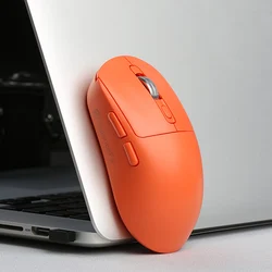 Wireless Gaming Mouse with Smart Display and Rechargeable Ergonomic Design, Featuring 2.4G + Dual Bluetooth Mode (Orange)